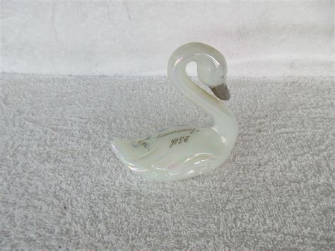 Vintage Fenton White Iridescent Glass Swan Hand Painted ~signed 25th Anniversary Ebay