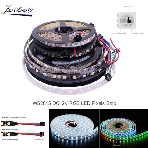 WS2815 DC12V WS2812B WS2813 RGB LED 픽셀 스트립 라이트 개별적으로 주소 지정 가능 LED 듀얼