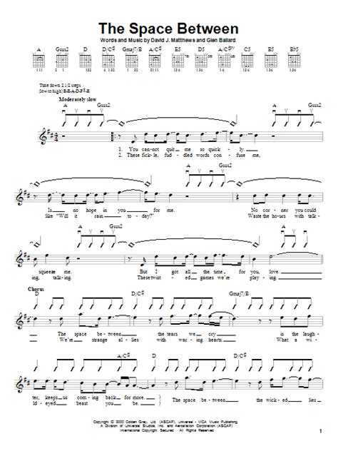 Dave Matthews Band The Space Between Sheet Music Notes Chords Score Download Printable Pdf