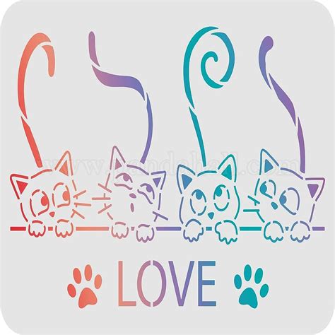 Wholesale FINGERINSPIRE Cat Stencils 29 7x21cm Love Cat Pattern Stencil