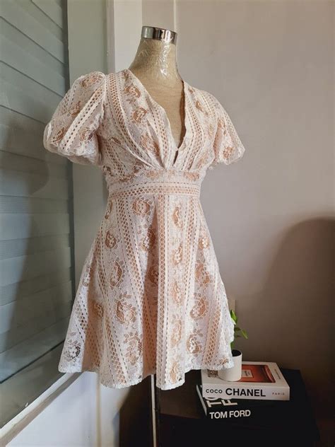Branded Puff Lace Flare Nude Dress Women S Fashion Dresses Sets