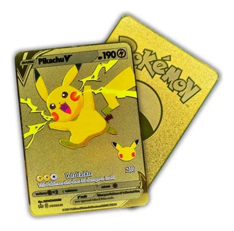 Carta Pokemon Em Metal Pikachu V Colecionador Parcelamento Sem Juros