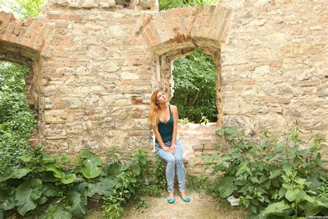 Horny Redhead Chrissy Fox Masturbating In Old Ruin Photos