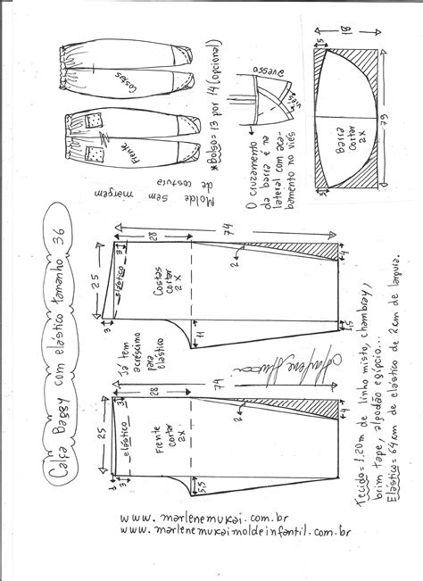 Cal A Baggy El Stico Diy Molde Corte E Costura Marlene Mukai