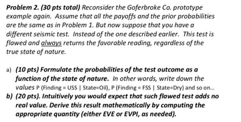 Solved Problem 2 30 Pts Total Reconsider The Goferbroke Chegg