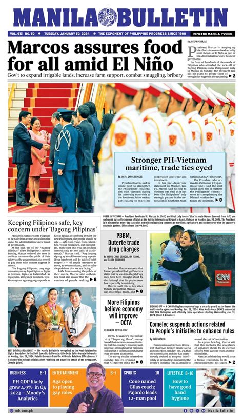 Get Digital Access To Manila Bulletin January 30 2024 Issue