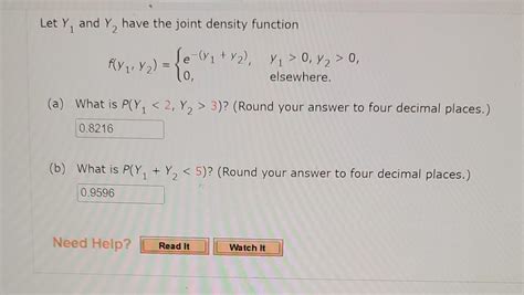 Solved Let Y And Y Have The Joint Density Function 2 Fly