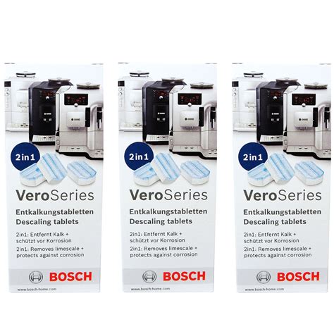 3 x Bosch 2in1 Entkalkungstabletten 576694 TCZ8002 VeroSelcection Tabs ...