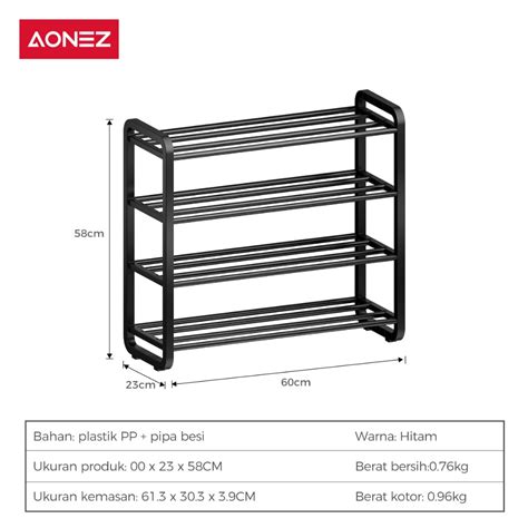 Jual AONEZ Rak Sepatu Sendal 4 Susun Tingkatan Multifungsi Shoe Rack