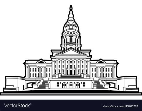 Kansas state capitol building art Royalty Free Vector Image