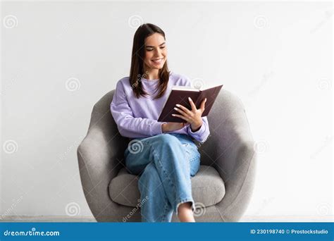 Cozy Stay Home Activities Happy Young Woman Reading Her Favorite Book