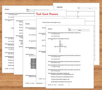 Conic Sections Circles Task Cards Plus Foldable And HW By Joan Kessler