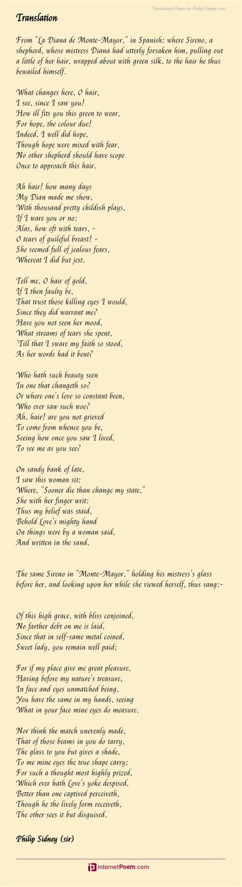 Translation Poem By Philip Sidney Sir