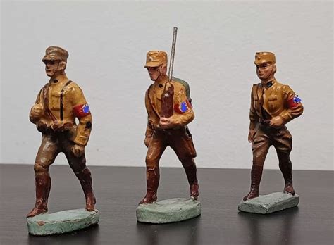 Elastolin Lineol Toy Figure 3x Soldats SA 1930 1940 Germany