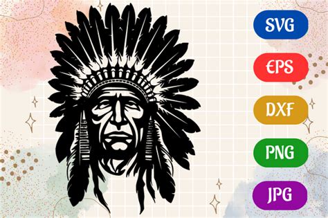 Indian Chief Svg Eps Dxf Png  Graphic By Creative Oasis · Creative