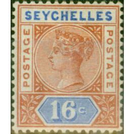 Seychelles 1892 16c Chestnut Ultramarine SG14 Fine MM Stamps Empire