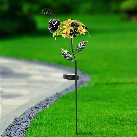 Exhart Solar Bumble Bee Of Flowers With Twenty One LED Lights Garden