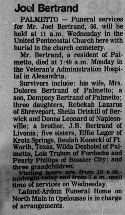 Obituary For Joel Bertrand Aged 56