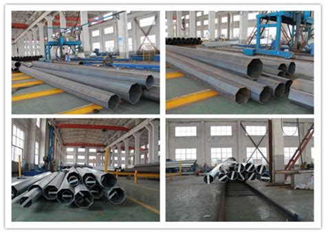Straight Tensile Hot Dip Galvanized Steel Power Pole With Electrical Accessories