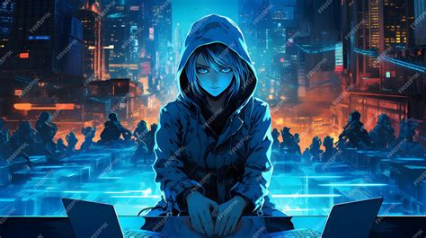 Premium AI Image | Anime Girl Neon Chronicles Cyberpunk Girls in the City