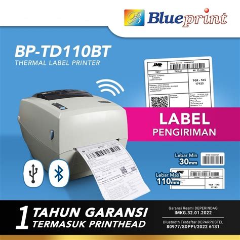 Jual Printer Barcode Thermal Label Resi A Blueprint Td Bt Usb