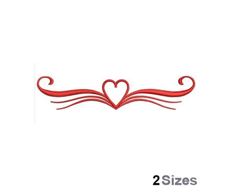 Swirly Heart Border Machine Embroidery Design 2 Sizes Heart