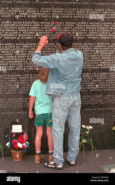 Father And Son 40 And 9 At Minnesota Vietnam Veterans Memorial Wall On