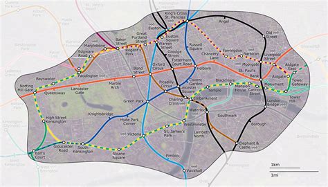 London Underground Zone 1 With Street Map London England • Mappery