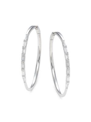 Adriana Orsini Rhodium Plated Sterling Silver Cubic Zirconia Hoop