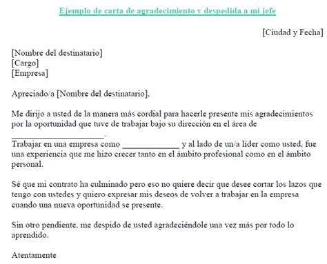 Carta De Despedida Expresando Gratitud A Un Jefe [ejemplo]