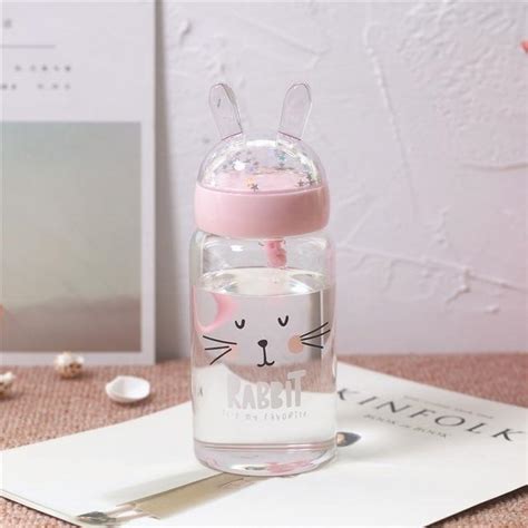 Kawaii Bunny Rabbit Ear Clear Water Bottle Cute Drink Kawaii Babe