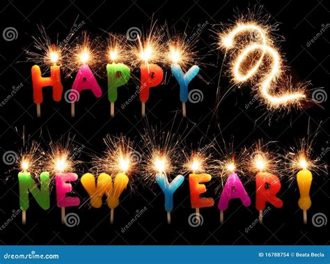 Festive Happy New Year Sparkling Candles Stock Photo Image Of