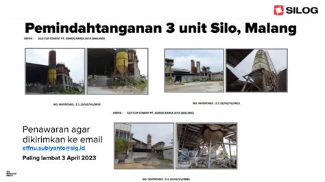 pemindahtanganan  unit silo  malang silog