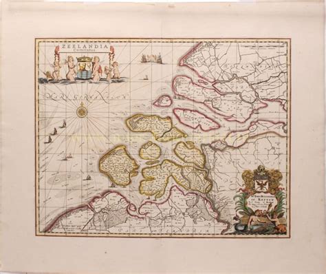 Oude Kaart Zeeland Originele E Eeuwse Gravure Antieke Prent