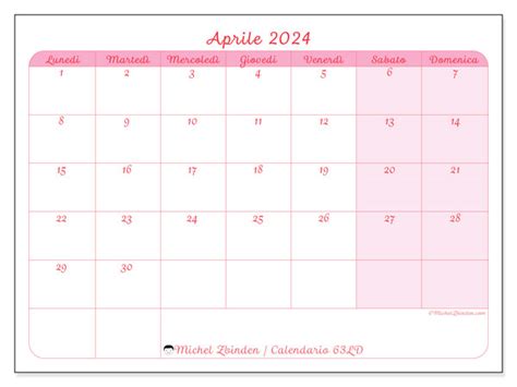 Calendari Aprile Michel Zbinden It