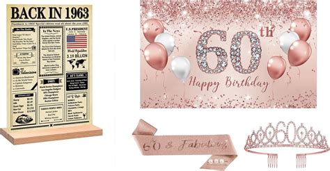 Trgowaul 60th Birthday Decorations Set For Women Rose Gold