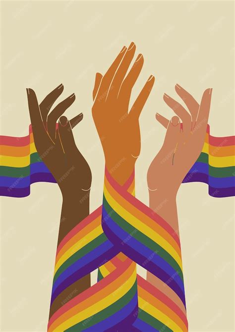 Premium Vector Hands Holding Together Rainbow Lgbt Flag Pride Month