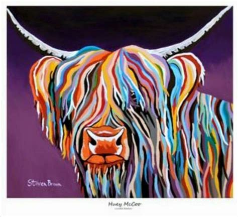 Colourful Coo Highland Cow Art Steven Brown Art Highland Cow Painting