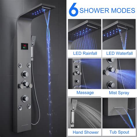 Menatt Led Lights Shower Panels Tower System Sus304