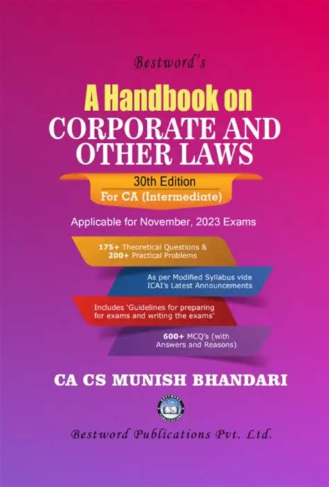 Handbook On Corporate And Other Laws For CA Intermediate