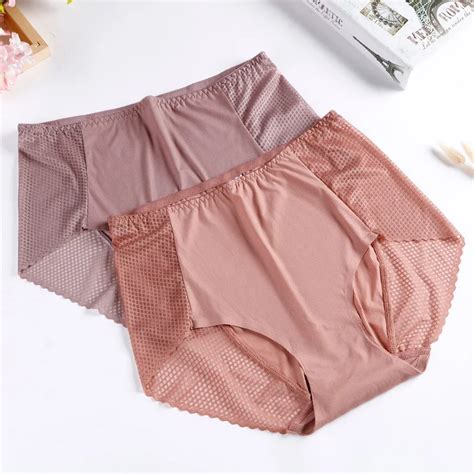 Plus Size Panties With High Waist Sexy Summer Thin Ice Silk Quick Drying Thread Briefs Ladies