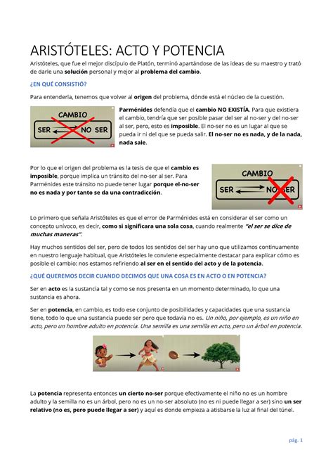 Aristoteles ACTO Y Potencia pág 1 ARISTÓTELES ACTO Y POTENCIA