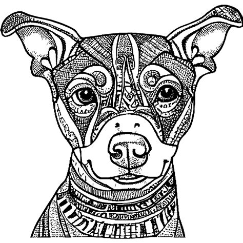 Colorful Min Pin Dog Coloring Page · Creative Fabrica