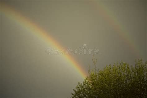 Rainbow In Sky Refraction Of Light Weather After Rain Stock Image