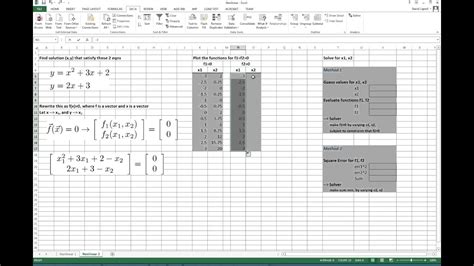 Excel Solve Nonlinear Equations Youtube