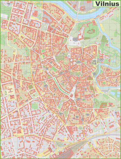 Vilnius city center map - Ontheworldmap.com