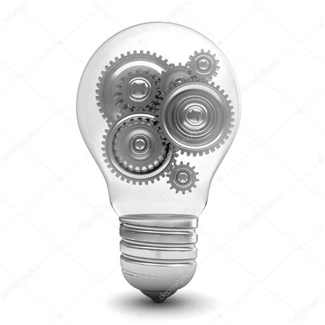 D Bulb With Gears Stock Photo By Mmaxer