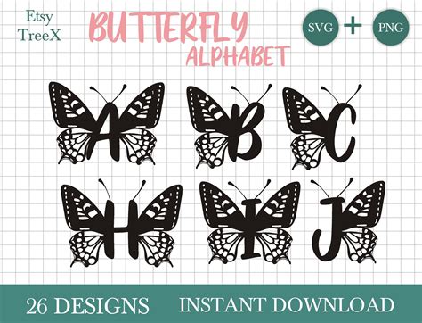 Butterfly Alphabet Svg