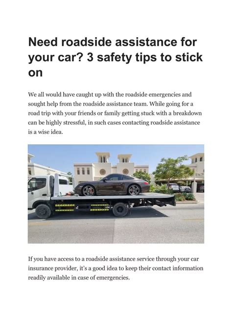 Ppt Need Roadside Assistance For Your Car 3 Safety Tips To Stick On Powerpoint Presentation