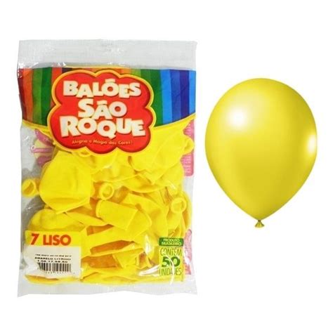 BALAO LISO AMARELO Nº7 C 50UN SAO ROQUE em 2022 Balão Sao roque Citrino